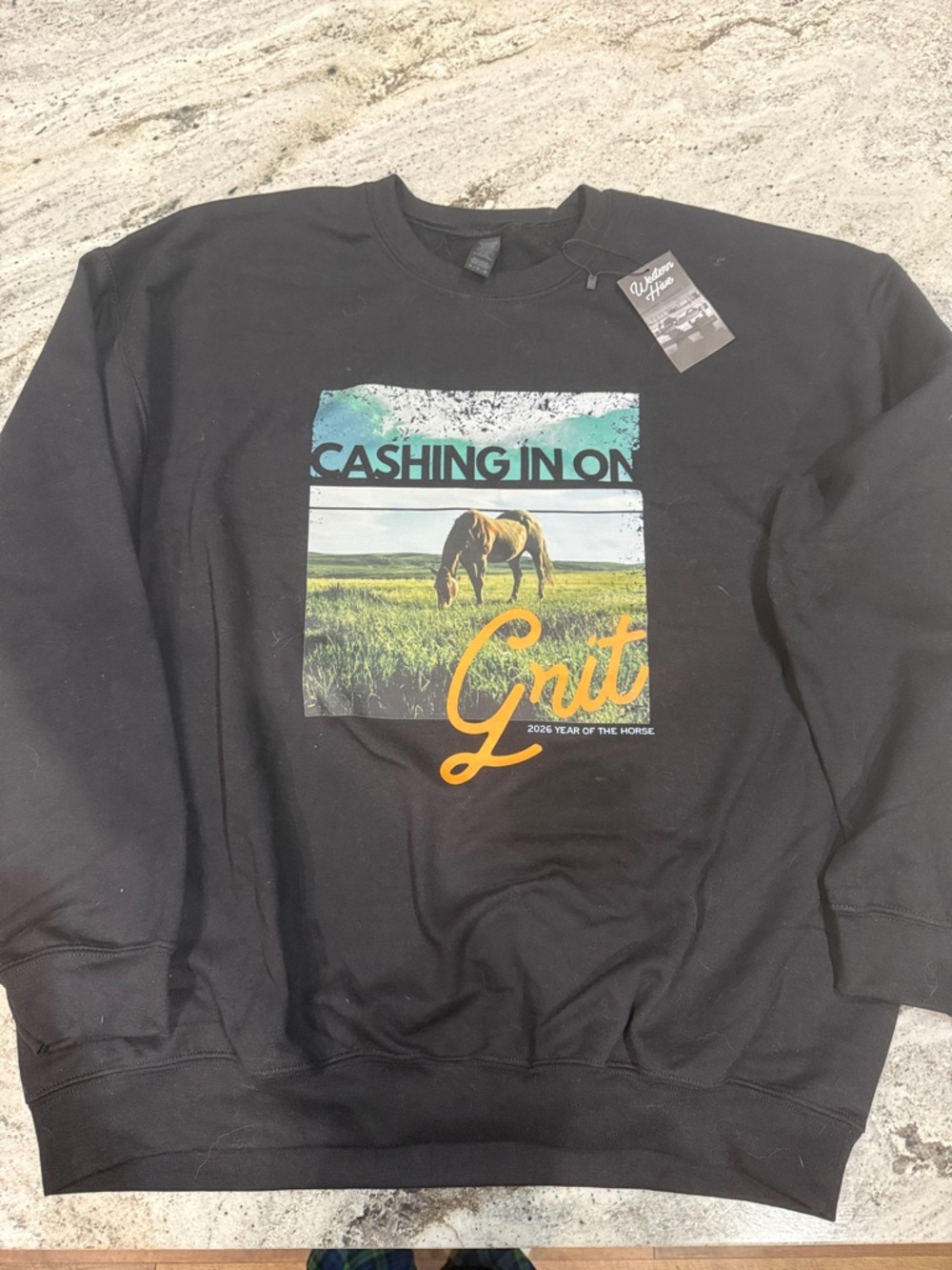 NWT Western Hive - Cashing In On Grit Black Graphic Crewneck Sweatshirt